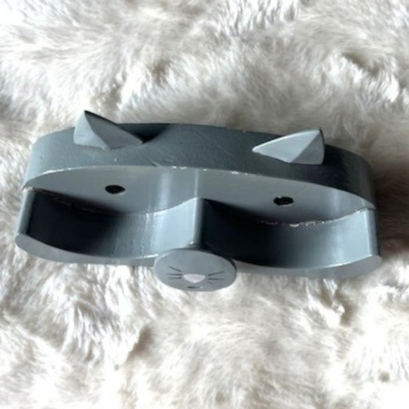 Wooden Kitty Cat Eye Glass Holder Vintage - Picture 2 of 11